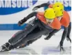  ?? GRAHAM HUGHES/THE CANADIAN PRESS ?? Charles Hamelin skates to a first-place finish in the men’s 500 metres at the Canadian shorttrack trials Sunday in Montreal.