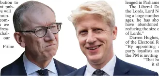  ??  ?? Philip May, left, and, right, new peer Jo Johnson