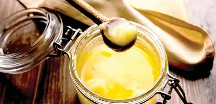  ??  ?? Benefits of ghee: A rich source of vitamins A, D, E, and K, ghee helps boost your immunity, promotes gut health, keeps your hair and skin healthy and lubricates joints. Ghee also helps in weight loss.