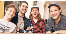  ?? FOTO: DPA ?? AnnenMayKa­ntereit haben sich nach den Namen der Musiker benannt: Henning May, Christophe­r Annen, Malte Huck und Severin Kantereit (v.l.). Bassist Huck kam erst später zur Band.