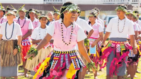  ?? Photo / Supplied ?? Tuvaluan dancers greet arriving Pacific Islands Forum delegates at Funafuti Airport yesterday.