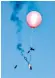  ??  ?? A helium balloon with burning material attached to its string floats down to land in Israeli territory