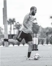  ?? Courtesy Inter Miami ?? Gonzalo Higuain is sporting a full beard as Inter Miami 2021 preseason training gets underway.