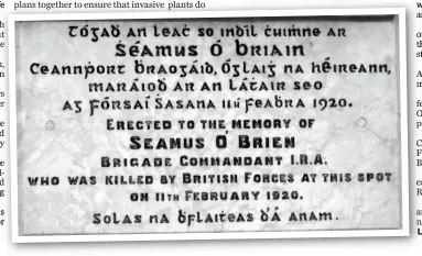  ??  ?? LEFT:L The plaque in Séamus O’Brien’s memory.