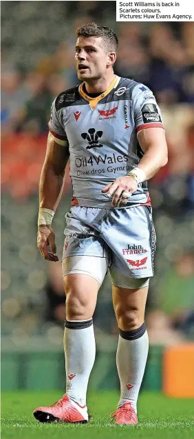  ?? ?? Scott Williams is back in Scarlets colours.
Pictures: Huw Evans Agency.