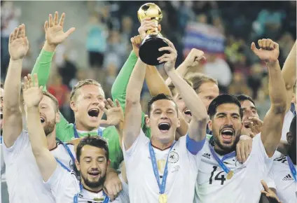  ?? Picture: EPA ?? GOOD PLACE TO BE. German captain Julian Draxler celebrates winning the Confederat­ions Cup with teammates in in St Petersburg on Sunday.