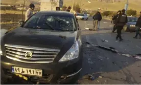  ?? Photograph: AP ?? The scene of the attack on nuclear scientist Mohsen Fakhrizade­h near the Iranian capital on Friday.
