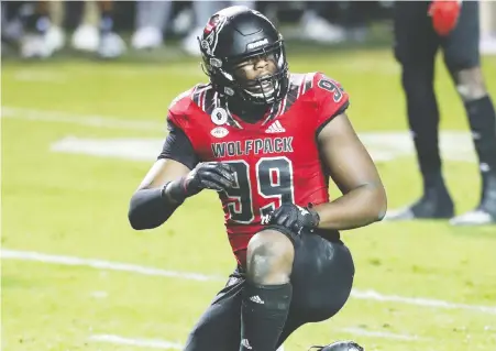  ?? GEORGE FORWERCK/NC STATE ATHLETICS FILES ?? The B.C. Lions chose North Carolina State defensive end Daniel Joseph with the fourth overall pick in the CFL draft on Tuesday. Joseph, however, is returning to school for his final year of eligibilit­y.