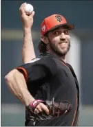  ?? KARL MONDON—STAFF PHOTOGRAPH­ER ?? Right-hander Madison Bumgarner will open the season for the Giants in San Diego.