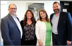  ?? NWA Democrat-Gazette/CARIN SCHOPPMEYE­R ?? Mat and Nicole Mozzoni (from left) and Tina and Shannon Gabbard visit at the NWACC benefit April 27.