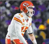  ?? Adrian Kraus The Associated Press ?? Chiefs quarterbac­k Patrick Mahomes will be playing in his sixth AFC championsh­ip game but his first on the road.