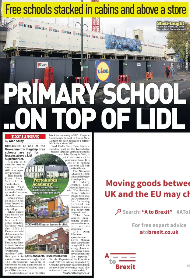  ??  ?? South London’s Paxton Academy has been on rugby field for five years
SICK NOTE: Kingston lessons in clinic
LAME ACADEMY: In Greenwich office
Plans for new Lidl, with two school floors above it