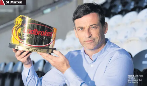  ??  ?? Proud Jack Ross with his Manager of the Year trophy