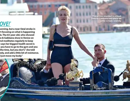  ??  ?? The actress stunned in a black Dolce & Gabbana two-piece set while in Italy recently.