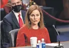  ?? HANNAH GABER/ USA TODAY ?? Amy Coney Barrett tells senators Tuesday she is not a “pawn to decide the election.”