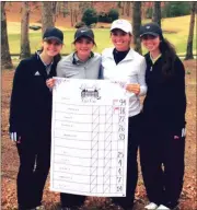  ?? CONTRIBUTE­D PHOTO ?? The Calhoun girls golf team holds up their scorecard after winning the Gwinnett Open on Saturday.