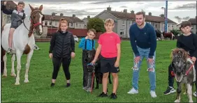  ?? ?? leaders: Jamie Moore, Katie Kelly, Riley O’Connor with Blue, Charlie Kane, David McGovern and Logan Collins with Shadow in Cherry Orchard on Friday