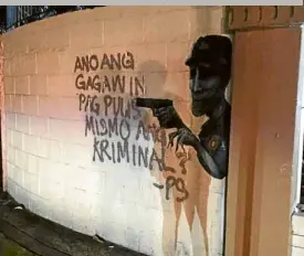  ?? —PHOTO FROM PANDAY SINING’S FACEBOOK PAGE ?? LIKE OR DISLIKE? A photo of this “protest art” has been shared over 2,000 times on social media, generating mixed reactions.