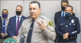  ?? Mel Melcon Los Angeles Times ?? SHERIFF Alex Villanueva’s alleged harassment of L.A. County Chief Executive Sachi Hamai led to concerns for her safety, a letter sent to supervisor­s said.