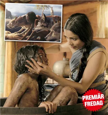  ??  ?? NYA MOWGLI Rohand Chand och Frida Pinto i en stjärnspäc­kad film efter den klassiska romanen.