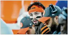  ?? JASON MILLER / GETTY IMAGES ?? With the Browns at 1-2, former Jets and Bills coach Rex Ryan called Baker Mayfield “overrated as hell.” Mayfield fired back saying Ryan isn’t coaching anymore “for a reason.”