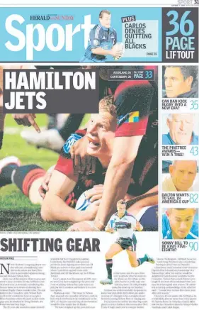  ??  ?? The first Herald on Sunday sports front page.