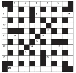  ?? ?? Stuck on today’s puzzle? Call 0905 789 4220 (80p/minute) to hear individual clues or the full solution. Calls cost 80p per minute plus network extras. Service Provider: Spoke Ltd, helpline 0333 202 3390