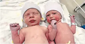  ?? ?? Lydia and Timothy Ridgeway were born on Oct 31 from embryos that were frozen on April 22 1992