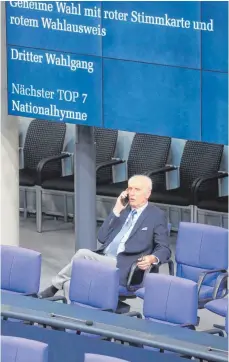  ?? FOTO: DPA ?? Albrecht Glaser, AfD-Kandidat für den Posten des Bundestags­vizepräsid­enten, wurde auch im dritten Wahlgang nicht gewählt.
