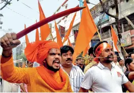  ??  ?? KNIVES OUT A BJP Ramnavami march in Kolkata, April 2017