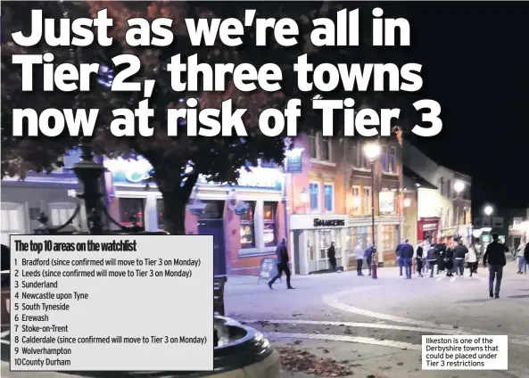  ??  ?? Ilkeston is one of the Derbyshire towns that could be placed under Tier 3 restrictio­ns