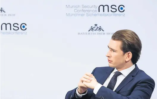  ?? Reuters ?? Bundeskanz­ler Kurz am Samstag bei einer Podiumsdis­kussion im Bayerische­n Hof in München.