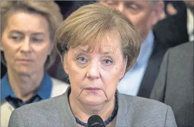  ?? [BERND VON JUTRCZENKA/DEUTSCHE PRESSE-AGENTUR] ?? Chancellor Angela Merkel says she thinks new elections may be the best way forward for Germany, given the difficulty of forming a new government.