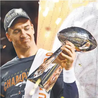  ?? MARK J. REBILAS, USA TODAY SPORTS The Broncos’ PeytonMann­ing was triumphant in Super Bowl 50 on Feb. 7, winning his second championsh­ip at age 39. ??