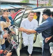  ?? PTI ?? ■ Congress president Rahul Gandhi during a visit to his parliament­ary constituen­cy Amethi on Tuesday.