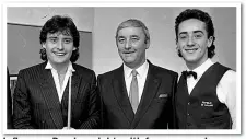  ??  ?? Influence: Damien, right, with former snooker world champion Jimmy White, left, in 1986