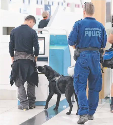  ?? Picture: GLENN HAMPSON ?? Passengers can expect a heavier-than-normal police presence at airports across the nation, and delays.