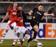  ??  ?? Brian Gartland of Dundalk in action against Ridgeciano Haps of AZ Alkmaar in the UEFA Europa League in 2016.