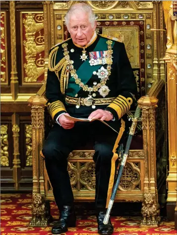  ?? Picture: Arthur Edwards ?? Prince Charles delivers the Queen’s Speech in the House of Lords in the absence of the monarch