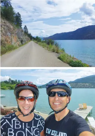  ??  ?? Hélène and Tim’s bike ride afforded them ever-changing views of lovely Kalamalka Lake.