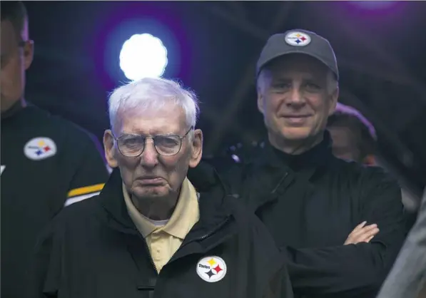  ?? Associated Press file photo ?? Dan Rooney, left, died April 13. His son, team president Art Rooney II, right, fulfilled a 2009 league requiremen­t by owning at least 20 percent of the franchise.