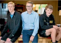  ?? PHOTO: MAARTEN HOLL/ FAIRFAX NZ ?? Patrick McKibbin with sons Ben, 18, left, and Tim, 16.