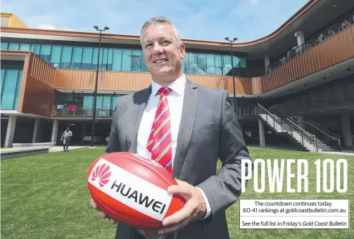  ?? Picture: GLENN HAMPSON ?? Gold Coast Suns CEO Tony Cochrane has debuted at No.46 in the Gold Coast Bulletin’s Power 100 list.