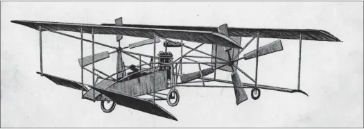  ?? ARCHIVES EMMANUEL BREGUET ?? Vedette du Salon de la locomotion aérienne au Grand Palais en 1908, le gyroplane Breguet-Richet 2bis équipé de grandes hélices. Il effectua des essais au début de 1909 mais fut détruit lors de l’effondreme­nt de son hangar.