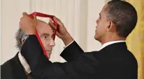  ??  ?? US PRESIDENT Barack Obama presents the 2010 National Humanities Medal to novelist Philip Roth at the White House on March 2, 2011. Roth, a fierce and prolific talent who achieved fame with the sexually explicit Portnoy’s Complaint in 1969, died at 85...