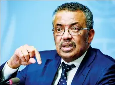  ?? DR ?? Tedros Ghebreyesu­s está confiante que adoençapod­e ser controlada