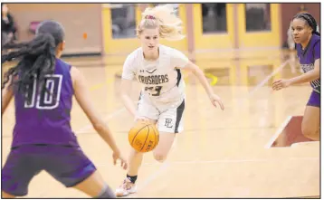  ?? Chase Stevens Las Vegas Review-journal @csstevensp­hoto ?? Faith Lutheran’s Raina Forgue has made a concerted effort to read defenses and take advantage of what she is given this season.