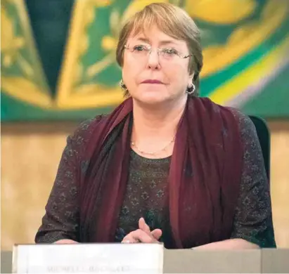 ?? ?? CRITICA.
Michelle Bachelet, alta comisionad­a de Naciones Unidas para los Derechos Humanos, en una conferenci­a en 2019.