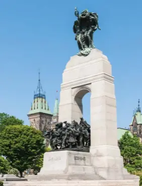  ??  ?? Canada’s National War Memorial in Ottawa, known as The Response, was unveiled in 1939 to honour First World War dead.