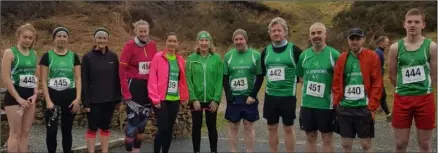  ??  ?? Glenmore athletes at the 10k start, and below, some of the club’s half marathon runners at the Lumpers.